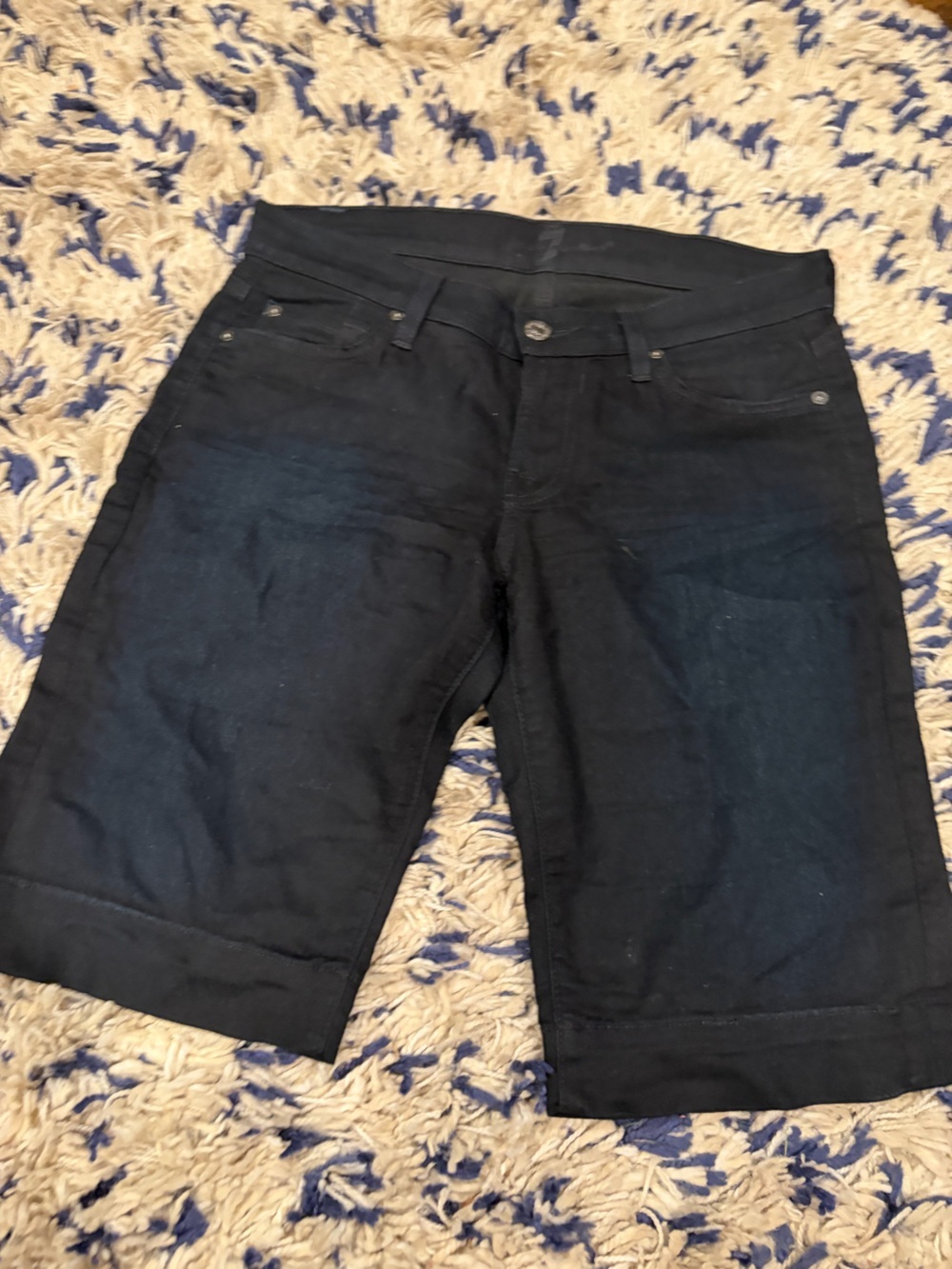 Seven 7 Classic Black-Blue Denim Bermuda Shorts size 26 11” inseam
